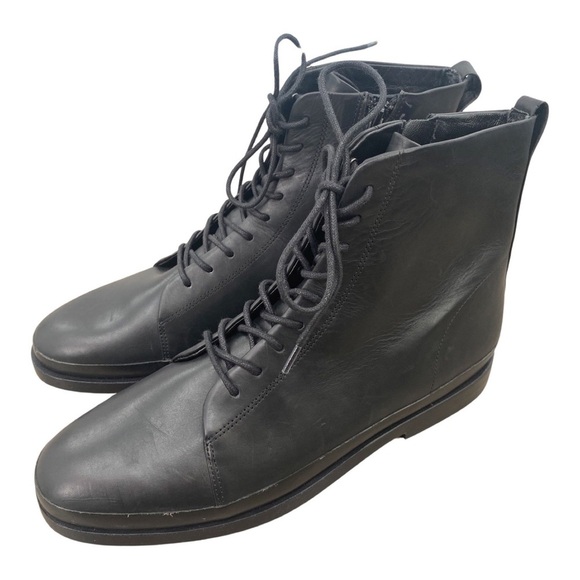 NWT Vince Women’s Cooper Black Leather Lace Up Boots Size 9.5 - Picture 6 of 12